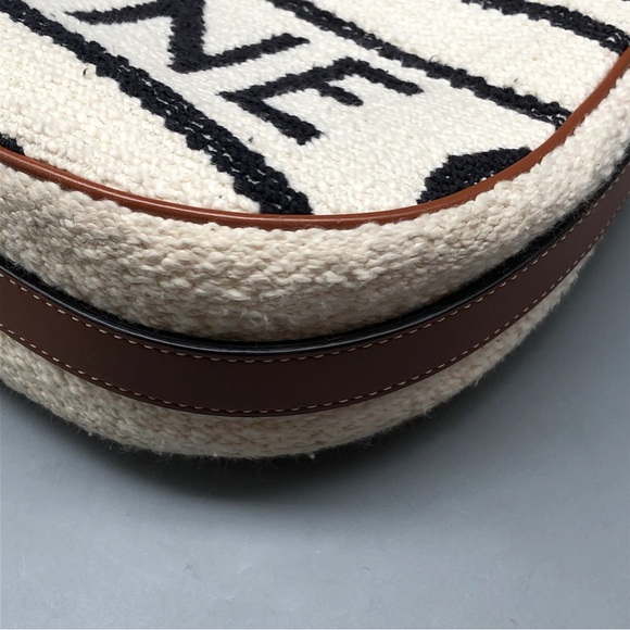 Celine Textile Small Ava Logo Canvas Shoulder Bag Leather Trim - Picture 7 of 13